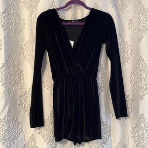 Misguided Black Velvet Romper